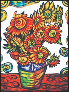 Painting Velvet Kolorowanka welwetowa, Van Gogh słoneczniki w wazie - Kolorowanki, wyklejanki - miniaturka - grafika 1