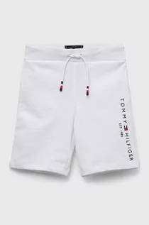 Spodnie i spodenki dla chłopców - Tommy Hilfiger szorty bawełniane dziecięce kolor biały regulowana talia - grafika 1