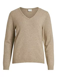 Vila Damski sweter z dzianiny z dekoltem w serek, Naturalny melanż, XS - Swetry damskie - miniaturka - grafika 1