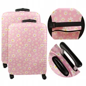 Akcesoria podróżnicze - 2x Pokrowiec na walizkę z motywem kwiatu różowy rozmiar L 62x43x27cm Sillar - miniaturka - grafika 1