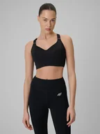 Bielizna sportowa damska - 4F Biustonosz treningowy z wysokim wsparciem damski - czarny S - miniaturka - grafika 1