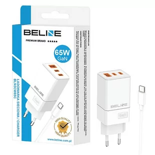 Beline Ład. siec. 2x USB-C + 1x USB 65W + kabel USB-C biały/white PD 3.0 + QC 3.0  BLN3CW65C GaN - Ładowarki do telefonów - miniaturka - grafika 4