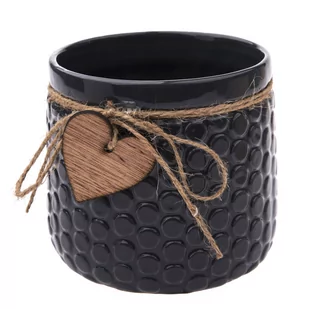 Dakls Osłonka ceramiczna Serca 12,5 x 13 x 13 cm (ciemno szara) - Donice - miniaturka - grafika 1