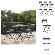 Fotele i krzesła ogrodowe - vidaXL Krzesła bistro 6 szt. Składane krzesła ogrodowe z czarnego polirattanu i stali - miniaturka - grafika 1