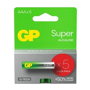 Bateria alkaliczna AAA/LR03 GP ReCyko Super Alkaline G-TECH - 5 sztuk - Baterie i akcesoria - miniaturka - grafika 1