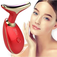 Masażery - Masażer do twarzy szyi soniczny EMS z wibracją ujędrniający lifting LED 3D - miniaturka - grafika 1