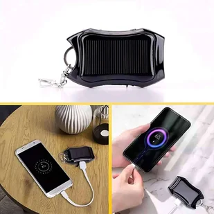 Powerbank Solarny Power Bank z latarką 1200mAh Brelok do kluczy plecaka Czarny - Powerbanki - miniaturka - grafika 7
