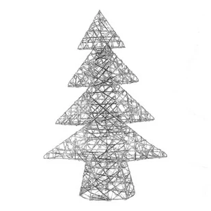 Srebrna choinka z oświetleniem LED, 34 x 50 x 9 cm - Oświetlenie świąteczne - miniaturka - grafika 1