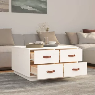 Lumarko Stolik kawowy, biały, 80x80x45 cm, lite drewno sosnowe - Ławy i stoliki kawowe - miniaturka - grafika 5