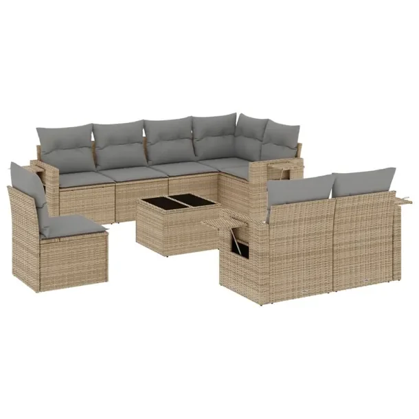 Beżowy zestaw mebli ogrodowych z rattan PE, wymiary: 55-62 x 62 x 69 cm