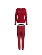 Spodnie damskie - Calvin Klein Damskie spodnie zestaw piżama L/S, Czerwony dywan wrzosowy, L - miniaturka - grafika 1