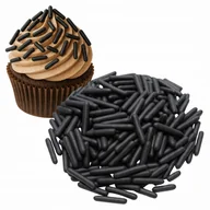 Dodatki do ciast w proszku - Posypka ozdoby na tort makaroniki czarne pałeczki dekoracje urodzinowe 50g - miniaturka - grafika 1