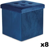 Pufy i podnóżki - Pufa składana L z guzikami - 38x38x38cm aksamit granat x 8 - miniaturka - grafika 1