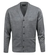 Swetry męskie - Męski Sweter Wełniany na Guziki - Kardigan - Pako Jeans - Popielaty - miniaturka - grafika 1