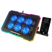 Podkładki chłodzące pod laptopa - Rampage FREEZ 9-17'' RGB 6 wentylatorów, czarny S48FREEZ-BLACK - miniaturka - grafika 1