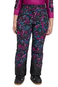 Spodnie narciarskie - Ulla Popken, Damskie, duże rozmiary, spodnie narciarskie z motywem kwiatów, wodoodporne, czarny, 44 - miniaturka - grafika 1
