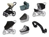 Wózki dziecięce - Wózek miejski Thule Urban Glide 4-wheel Soft beige + Bassinet Mid blue SET 7in1 - miniaturka - grafika 1