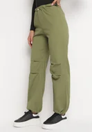 Spodnie damskie - Zielone Szerokie Spodnie ze Stoperami Dalfo - miniaturka - grafika 1