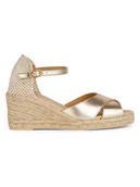 Sandały damskie - Geox Skórzane sandały "Gelsa" w kolorze złotym - miniaturka - grafika 1