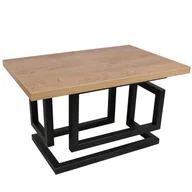 Ławy i stoliki kawowe - Ława Stolik kawowy LOFT czarna stal z blatem w kolorze złotego dębu 60x90cm Metalowe nogi - miniaturka - grafika 1