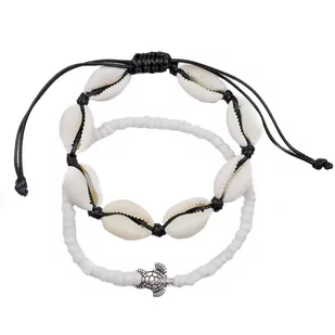 Bransoletka na nogę muszelki ZESTAW boho - Bransoletki - miniaturka - grafika 1