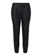 Spodnie damskie - VERO MODA Damskie spodnie Vmeva Mr String Coated P Ga Petite Noos PU, czarny, S x 28L - miniaturka - grafika 1