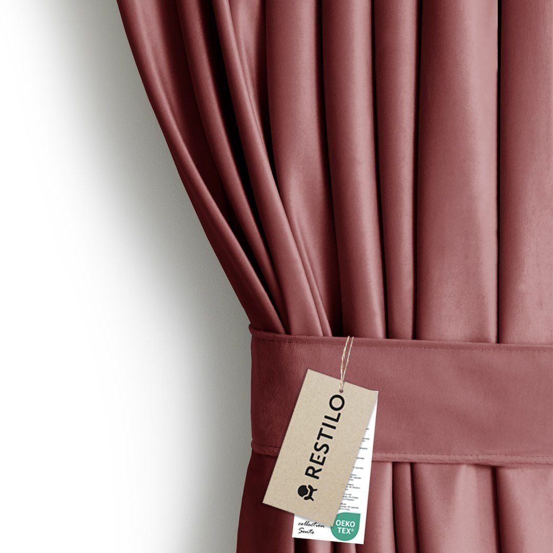 AmeliaHome Zasłona VELVET 140x270 różowa welwetowa na przelotkach AmeliaHome