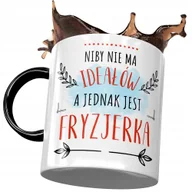 Kubki - Kubek Czarny Dla Fryzjerki Niby nie ma Ideałów z Nadrukiem ze Zdjęciem + Opakowanie na prezent (wzór 04) - miniaturka - grafika 1