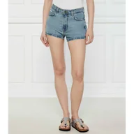 Spodenki damskie - Guess Jeans Jeansowe szorty VINTAGE Regular Fit z dodatkiem lnu - miniaturka - grafika 1
