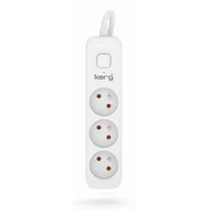Listwy zasilające - Przedłużacz KERG z wyłącznikiem M02375 3-gniazdowy 1,5m 3×1,0mm2 H05VV-F 10A/250V biały - miniaturka - grafika 1