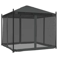 Altany ogrodowe - vidaXL Altanka ze ścianami z siatki, antracytowa, 2,93x2,93 m, stal - miniaturka - grafika 1