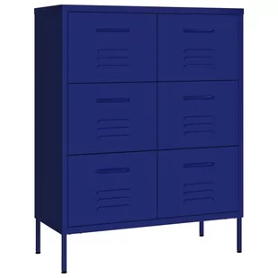 shumee Szafka z szufladami granatowa 80x35x101,5 cm stalowa - Szafki do salonu - miniaturka - grafika 1