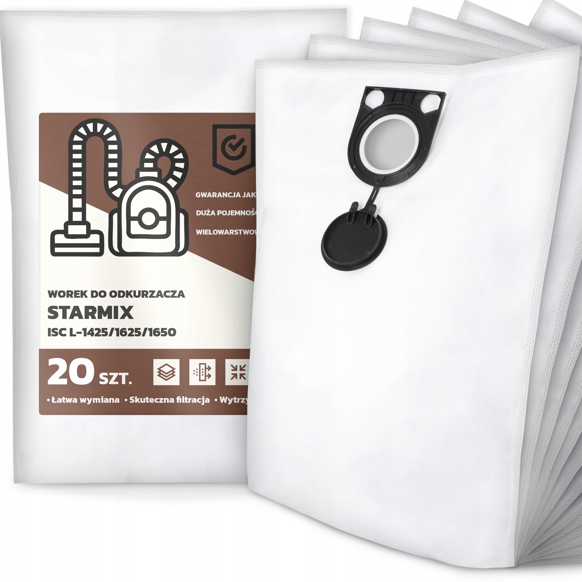 20x Worek do Odkurzacza Starmix Isc L-1425/1625/1650 Syntetyczny Duży G9