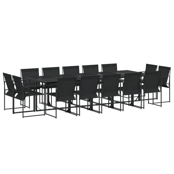 Zestaw mebli ogrodowych czarny, stół 275x107x72 cm, krzesła 50x55x84 cm