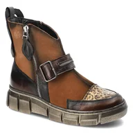 Botki damskie - Brązowe Botki Maciejka Wygodne Skórzane Buty Damskie - miniaturka - grafika 1