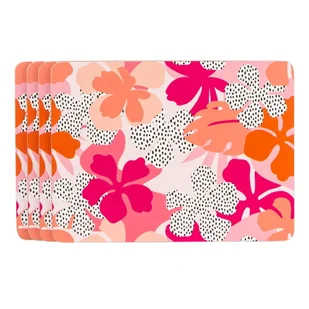 Zestaw 4 różowo-pomarańczowych mat stołowych Navigate Floral - Obrusy i serwetki - miniaturka - grafika 1