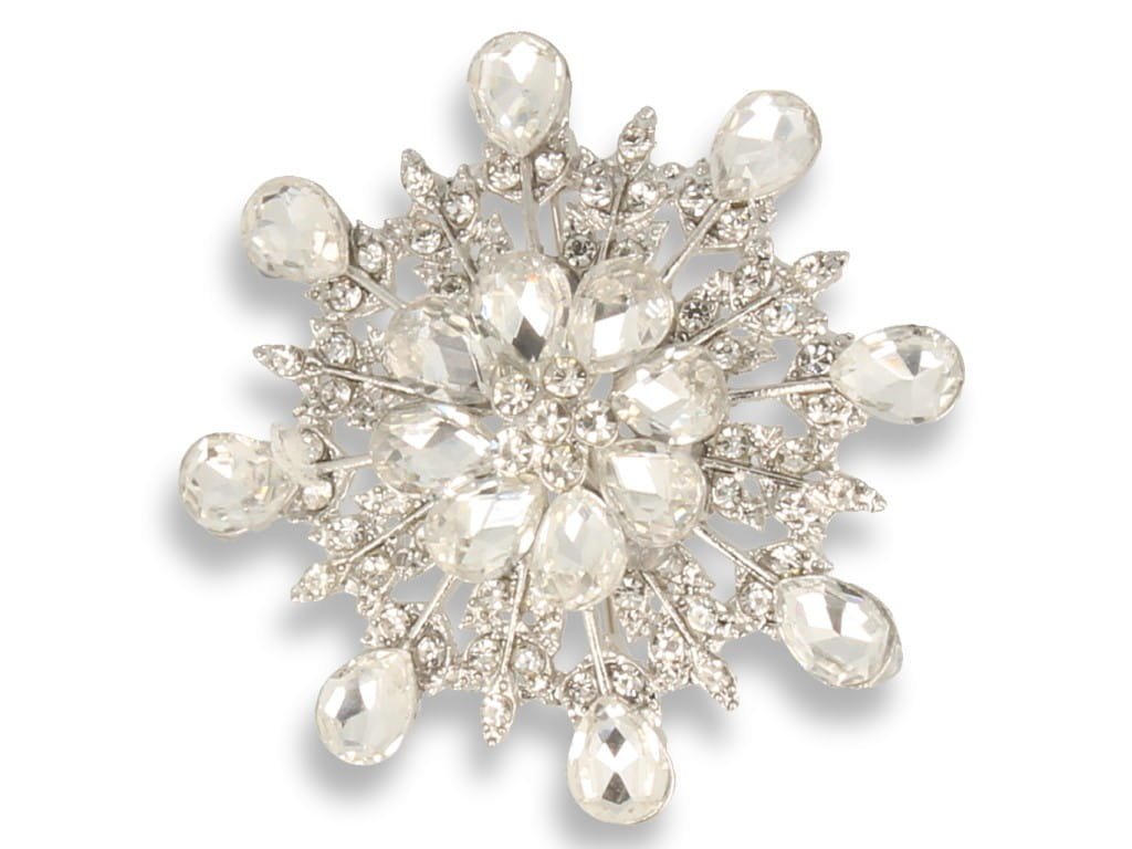 Broszka Damska Srebrna Kwiat Z Kamieniami