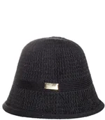 Czapki damskie - Kapelusz słomkowy pleciony BUCKET HAT z ozdobną blaszką - miniaturka - grafika 1