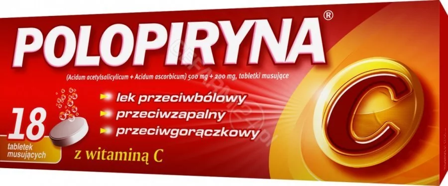 Polpharma Polopiryna C, 500 mg + 200 mg, 18 tabletek musujących