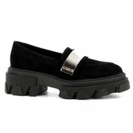 Mokasyny damskie - Czarne mokasyny damskie CARINII - Carinii - miniaturka - grafika 1