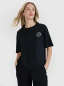 Koszulki i topy damskie - 4F T-shirt oversize z nadrukiem damski - czarny L - miniaturka - grafika 1