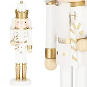 Ozdoby bożonarodzeniowe - Dziadek do orzechów 30,5 cm z laską drewniany żołnierzyk złoty, figurka świąteczna - miniaturka - grafika 1