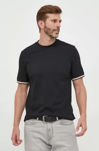 BOSS t-shirt bawełniany kolor czarny gładki - Boss - Koszulki męskie - miniaturka - grafika 1