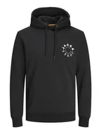 Bluzy męskie - JACK & JONES Męska bluza z kapturem Jjwarrior Sweat Hood, czarny/nadruk: S, XXL - miniaturka - grafika 1