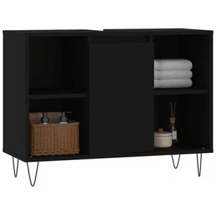 Szafka łazienkowa, czarna, 80x33x60 cm, materiał drewnopochodny Lumarko! - Toaletki - miniaturka - grafika 3