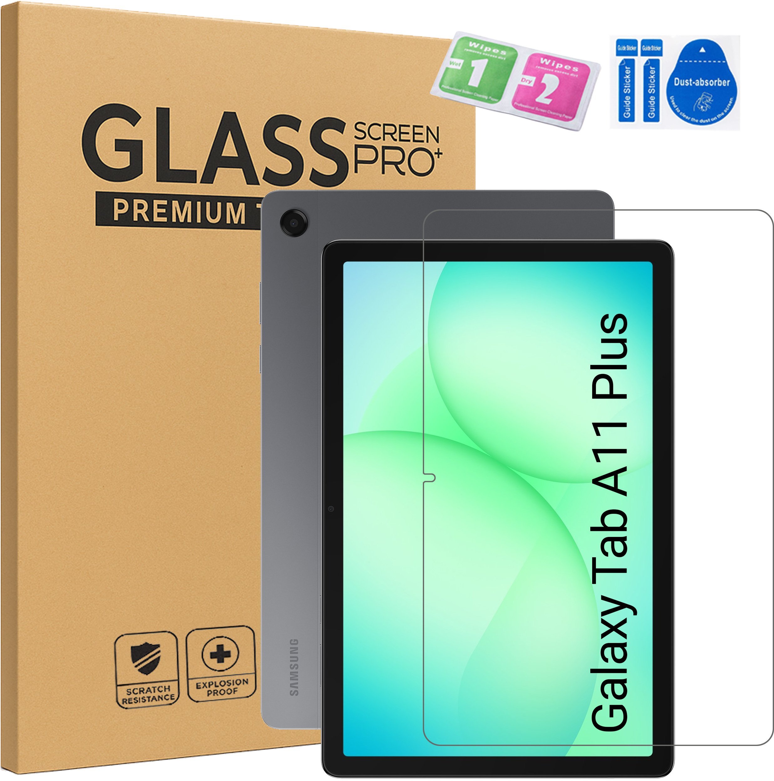 Compulocks Szkło hartowane do Samsung Galaxy Tab A11+ SM-X210 / A9+ Plus SM-X230 - ochrona ekranu 9H, pełne pokrycie, oleofobowe
