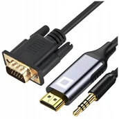 Kable - CO2 KABEL VGA - HDMI PRZEJŚCIÓWKA KONWERTER ADAPTER AUDIO FULL HD 60HZ 3M - miniaturka - grafika 1