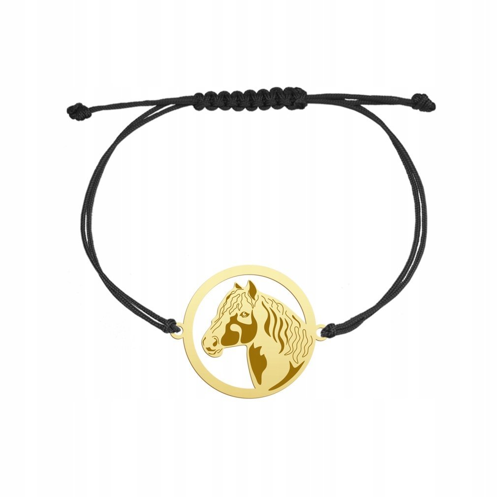 Bransoletka Złota Koń Tinker 925 sznurek Prezent Kobieta GRAWER GRATIS