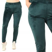 Dresy damskie - LAEMI Dresy damskie Spodnie dresowe Welurowe Butelkowa Zieleń XL - miniaturka - grafika 1