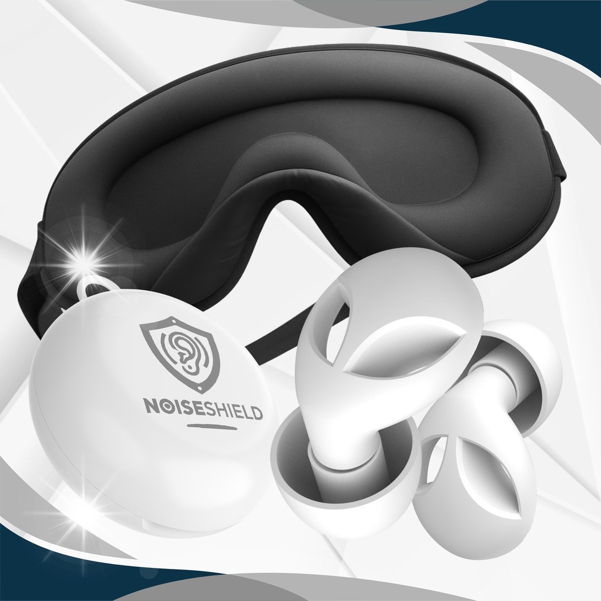 Opaska na oczy 3D zaciemniająca + Zatyczki do uszu silikonowe wielorazowe